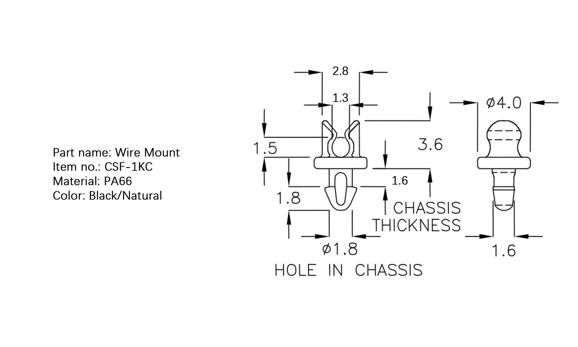 Plastic Wire Mount CSF-1MK